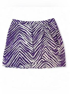 NWOT BCBGMAXAZRIA Purple Zebra Print Ruffle Wrap Mini Skirt 8